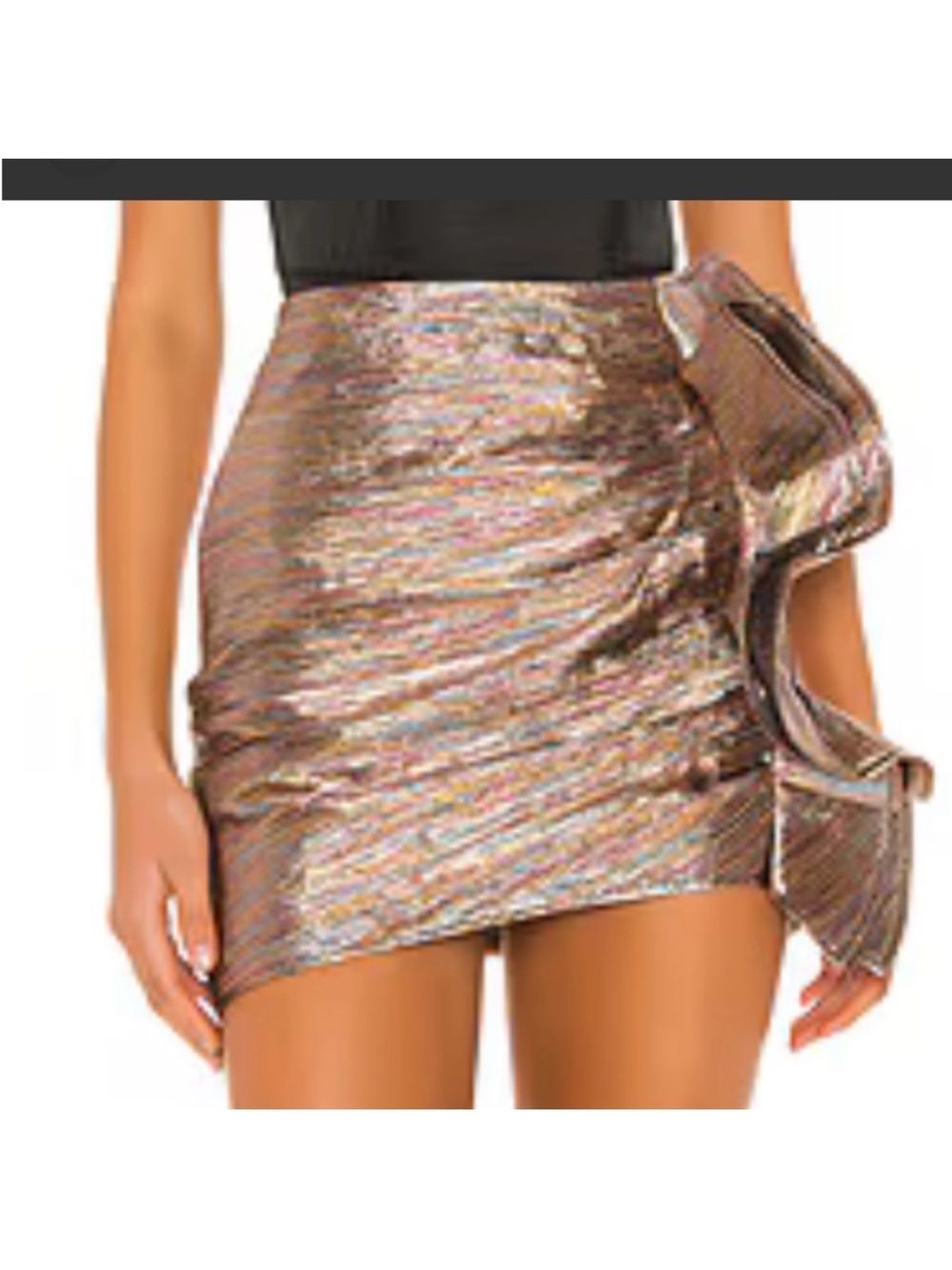 Lovers + Friends Lisa Bronze Metallic Shiny Ruffle Skirt From Revolve Size Large